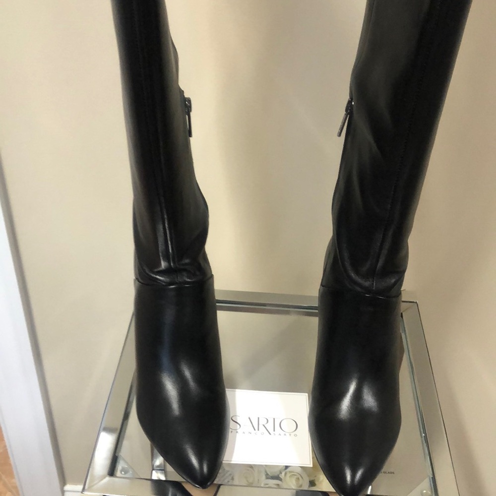 Sarto Franco Black Leather Thigh Boots size 9.5